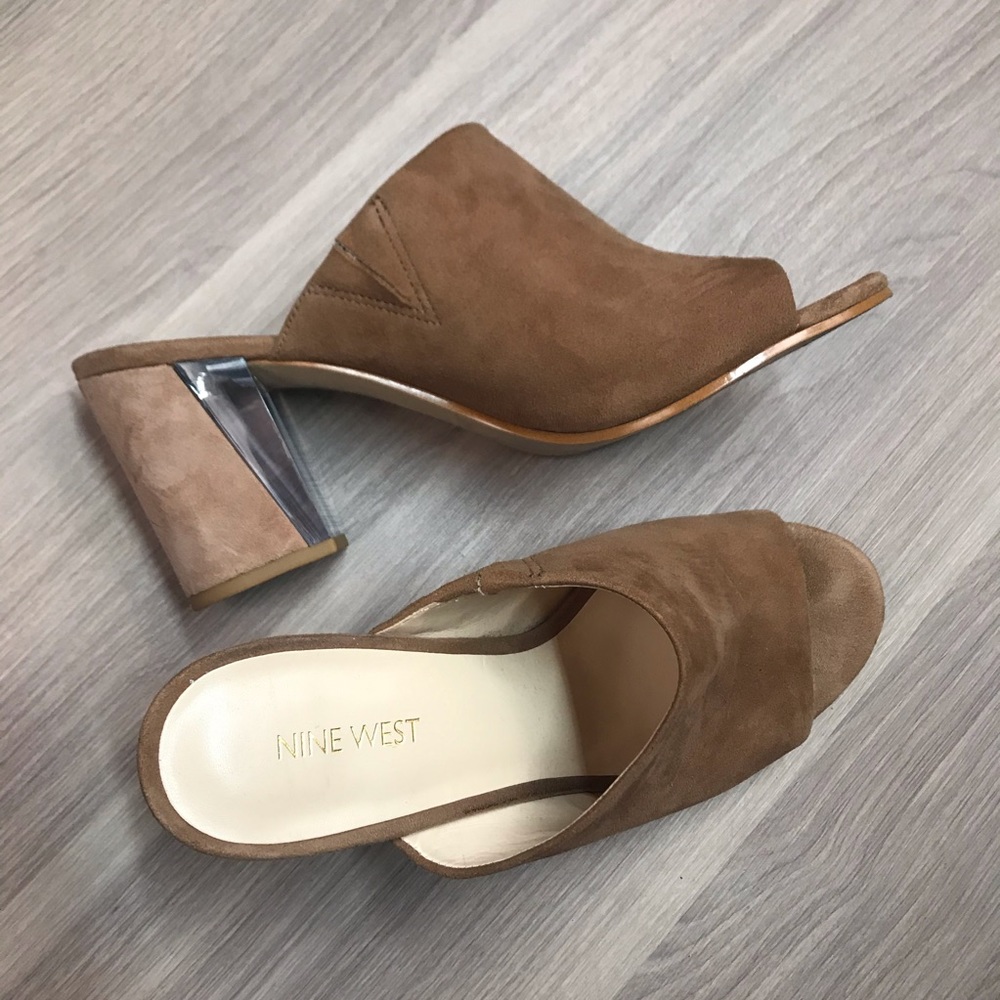 Nine West Brown Open-Toe Mules